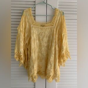 Democracy Open Shoulder Embroidered Boho Blouse M
